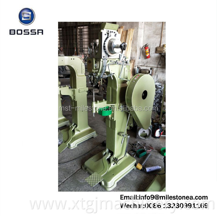 Foot operated brake shoe brake lining rivet machine